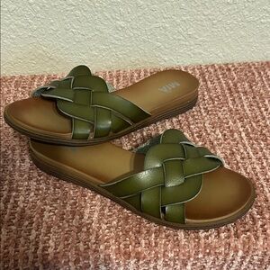 MIA Olive Braided Slide Sandals